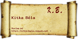 Kitka Béla névjegykártya